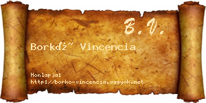 Borkó Vincencia névjegykártya